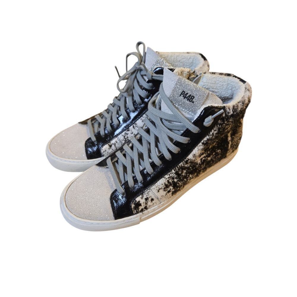 P448 Calf Hair High Top Sneakers Cow Softy Size 39 - Picture 4 of 9